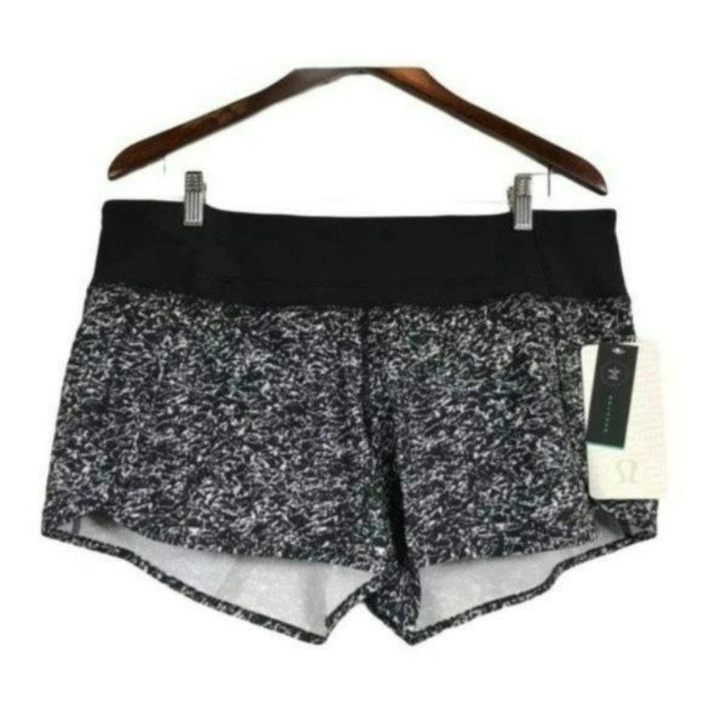 Lululemon Run Times Shorts Iced Wave Black and White, Size 12 New